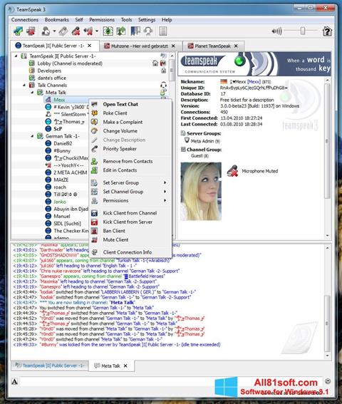 Snimak zaslona TeamSpeak Windows 8.1