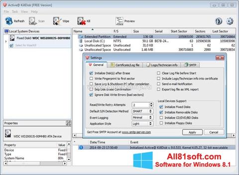 Snimak zaslona Active KillDisk Windows 8.1