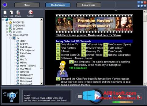 Snimak zaslona Online TV Live Windows 8.1