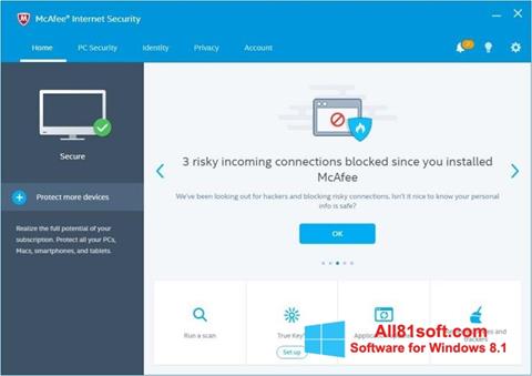 Snimak zaslona McAfee Internet Security Windows 8.1