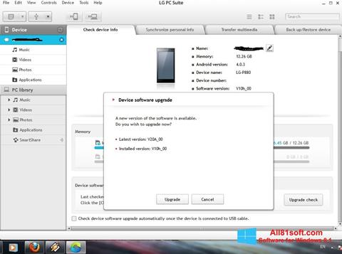 Snimak zaslona LG PC Suite Windows 8.1
