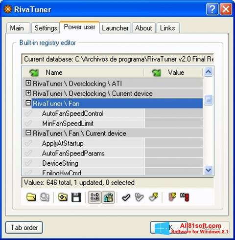 Snimak zaslona RivaTuner Windows 8.1