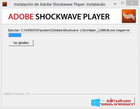 Snimak zaslona Adobe Shockwave Player Windows 8.1