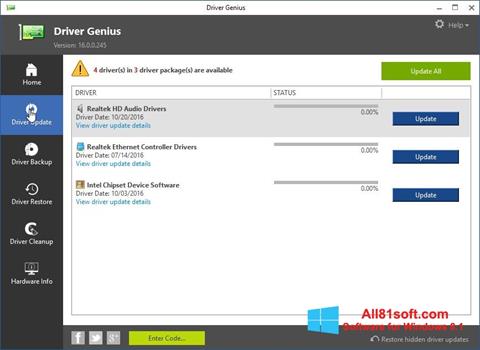 Snimak zaslona Driver Genius Windows 8.1