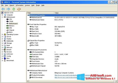 Snimak zaslona AIDA32 Windows 8.1
