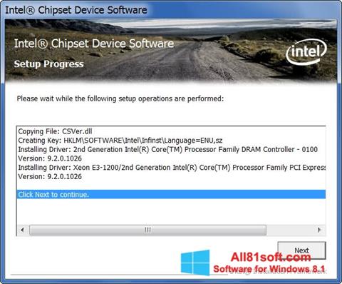 Snimak zaslona Intel Chipset Device Software Windows 8.1