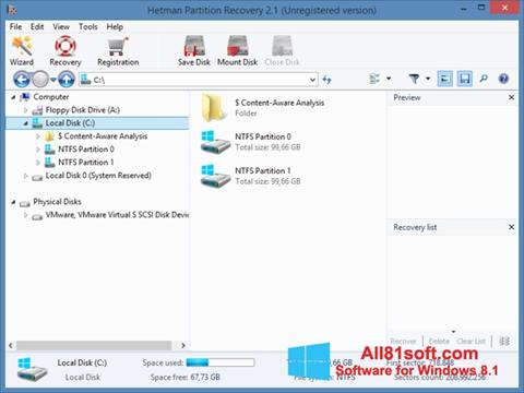 Snimak zaslona Hetman Partition Recovery Windows 8.1