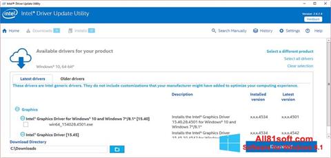 Snimak zaslona Intel Driver Update Utility Windows 8.1