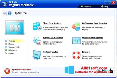Snimak zaslona Registry Mechanic Windows 8.1