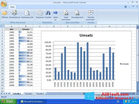 Snimak zaslona Excel Viewer Windows 8.1