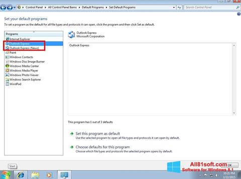 Snimak zaslona Outlook Express Windows 8.1