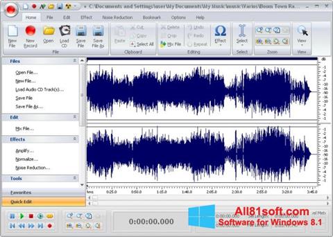 Snimak zaslona Free Audio Editor Windows 8.1