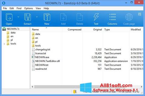 Snimak zaslona Bandizip Windows 8.1