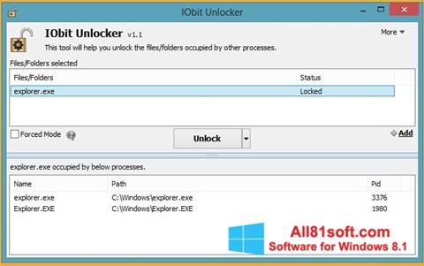 Snimak zaslona IObit Unlocker Windows 8.1