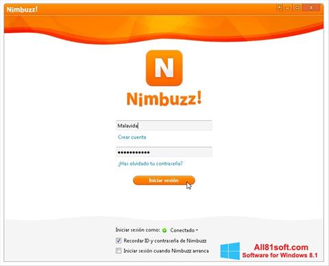Snimak zaslona Nimbuzz Windows 8.1