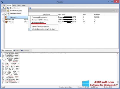 Snimak zaslona Proxifier Windows 8.1