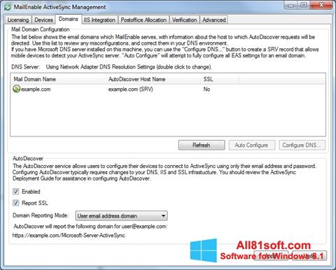 Snimak zaslona Microsoft ActiveSync Windows 8.1