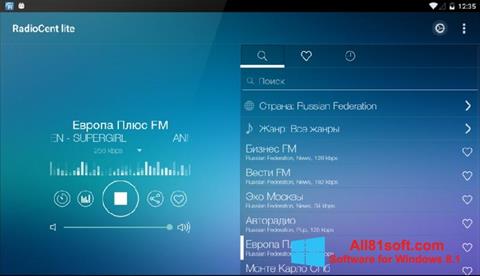 Snimak zaslona Radiocent Windows 8.1