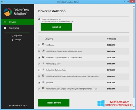 Snimak zaslona DriverPack Solution Windows 8.1