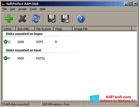 Snimak zaslona SoftPerfect RAM Disk Windows 8.1