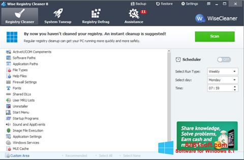 Snimak zaslona Wise Registry Cleaner Windows 8.1