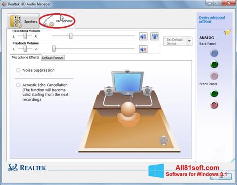 Snimak zaslona Realtek Audio Driver Windows 8.1