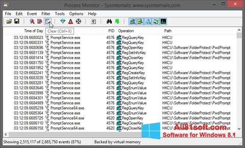 Snimak zaslona Process Monitor Windows 8.1