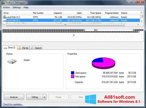 Snimak zaslona Defraggler Windows 8.1