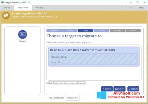 Snimak zaslona Paragon Migrate OS to SSD Windows 8.1