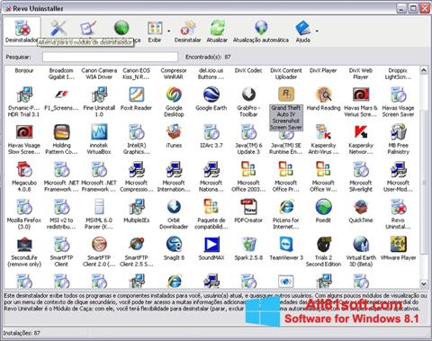 Snimak zaslona Revo Uninstaller Windows 8.1