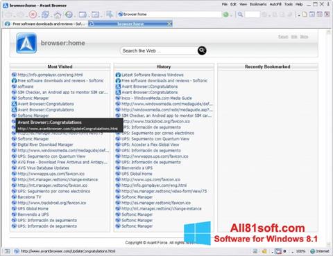 Snimak zaslona Avant Browser Windows 8.1