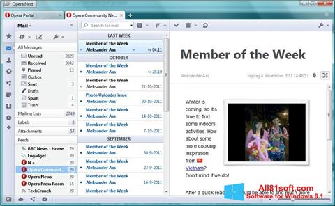 Snimak zaslona Opera Mail Windows 8.1