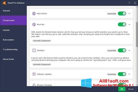 Snimak zaslona Avast! Pro Antivirus Windows 8.1