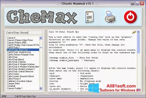 Snimak zaslona CheMax Windows 8.1