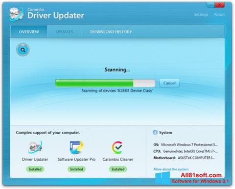 Snimak zaslona Carambis Driver Updater Windows 8.1
