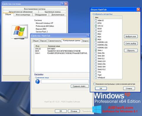 Snimak zaslona HashTab Windows 8.1