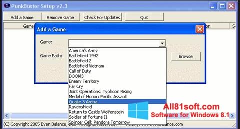 Snimak zaslona PunkBuster Windows 8.1
